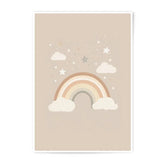 Boho Rainbow Photographic Print, Neutral Nursery Art, Stars and Clouds, Kids Room Decor, Playroom Wall Art, Baby Shower Gift - Tawshia